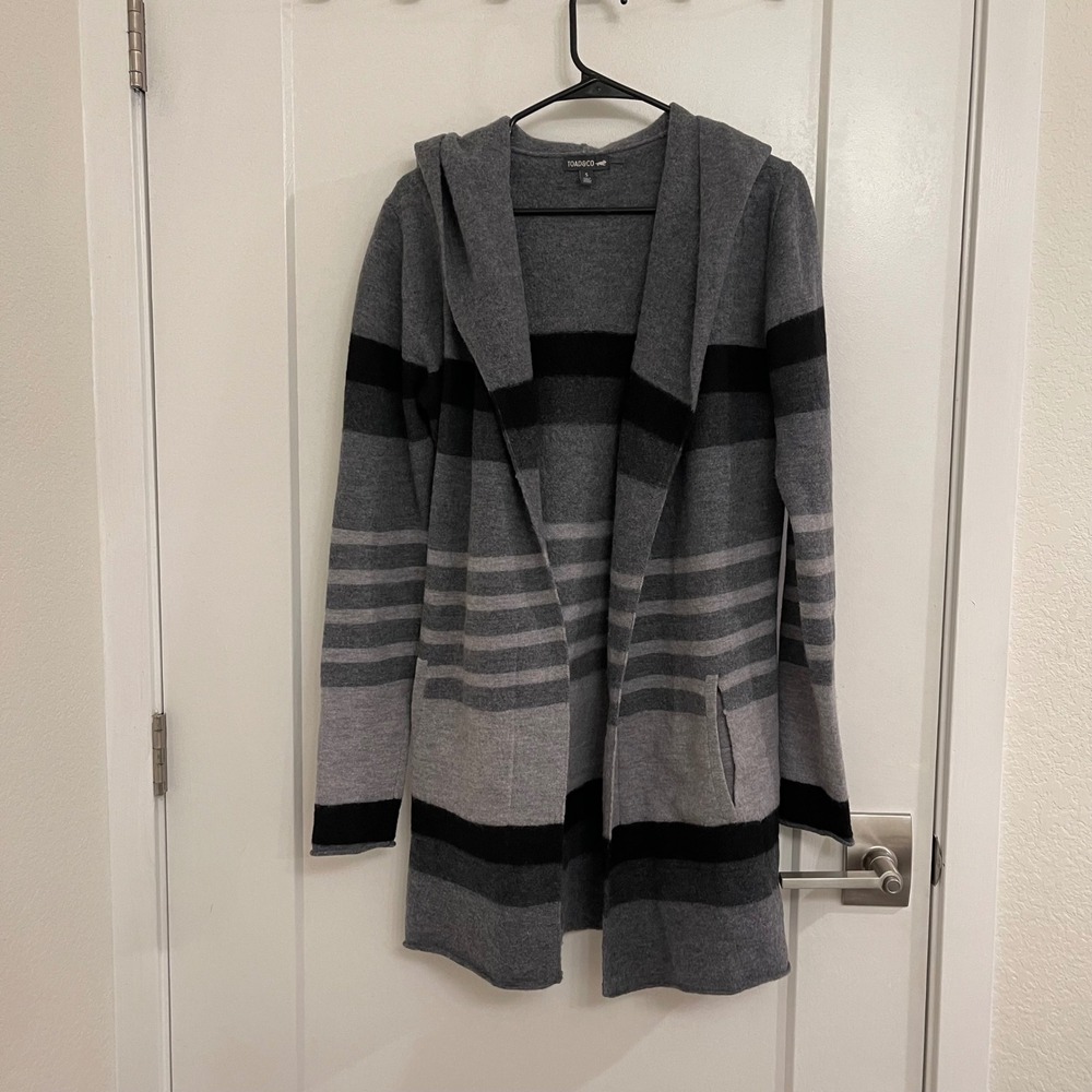 Toad&Co 100% Merino Wool Hooded Long Cardigan Fall Luxury Minimalist